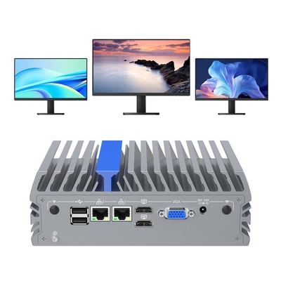 N100 Quad Core Fanless Mini PC 4K Triple Display HD Vga Gigabit Lan