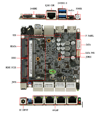 Compatta Nano Nuc J3160 12V mini pc motherboard con RJ45 Port e DDR3 slot di memoria